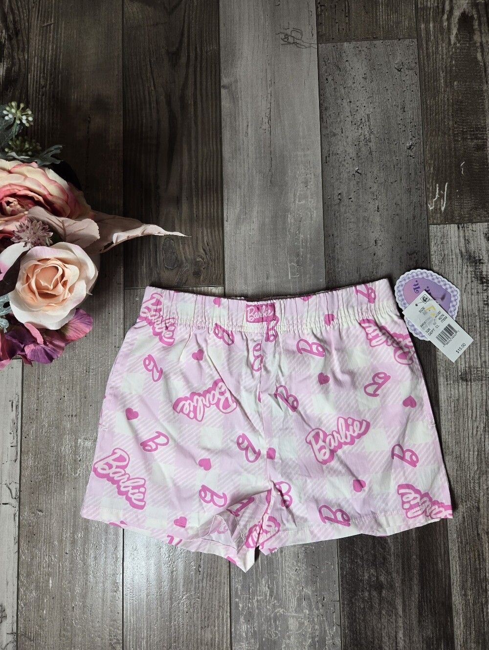 NWT Barbie Pink Logo Sleep Shorts Girls Medium